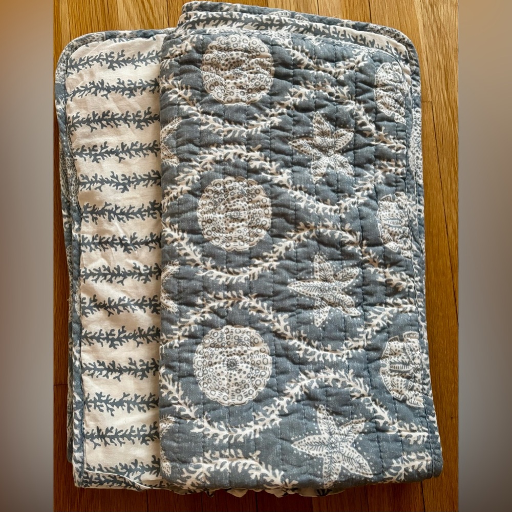 King Sea Shell Pillow Shams Sigrid Olsen Blue and White Nautical Set of 2